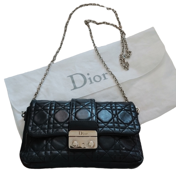 Dior Handbags - Christian Dior Black Cannage Leather Convertible Crossbody Bag